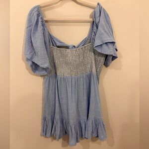 DAVI & DANI Sky Blue Smocked Dress